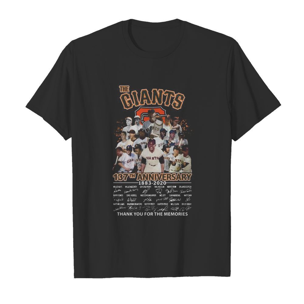 The Giants 137th Anniversary 1883 2020 Thank You For The Memories Signature shirt