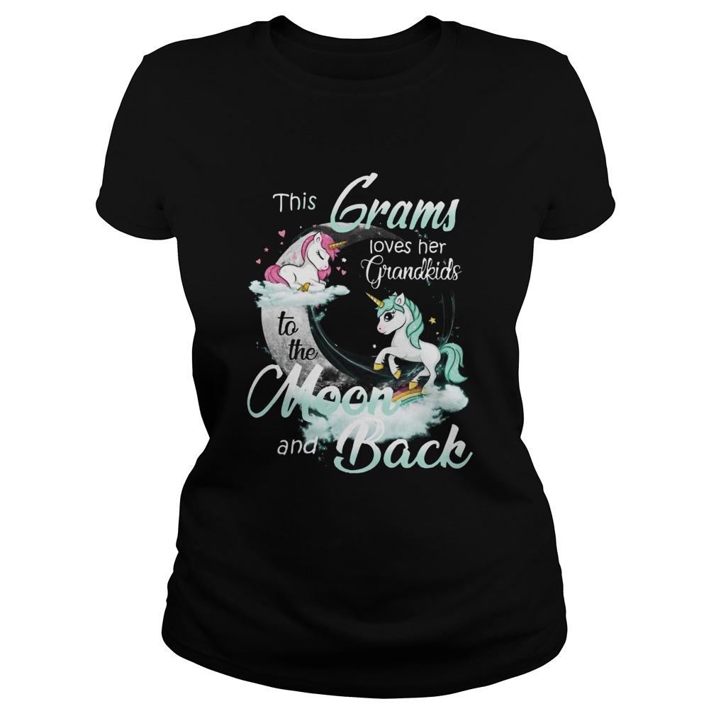 This Grams Loves Her Grandkids To The Moon And Back Unicorn  Classic Ladies