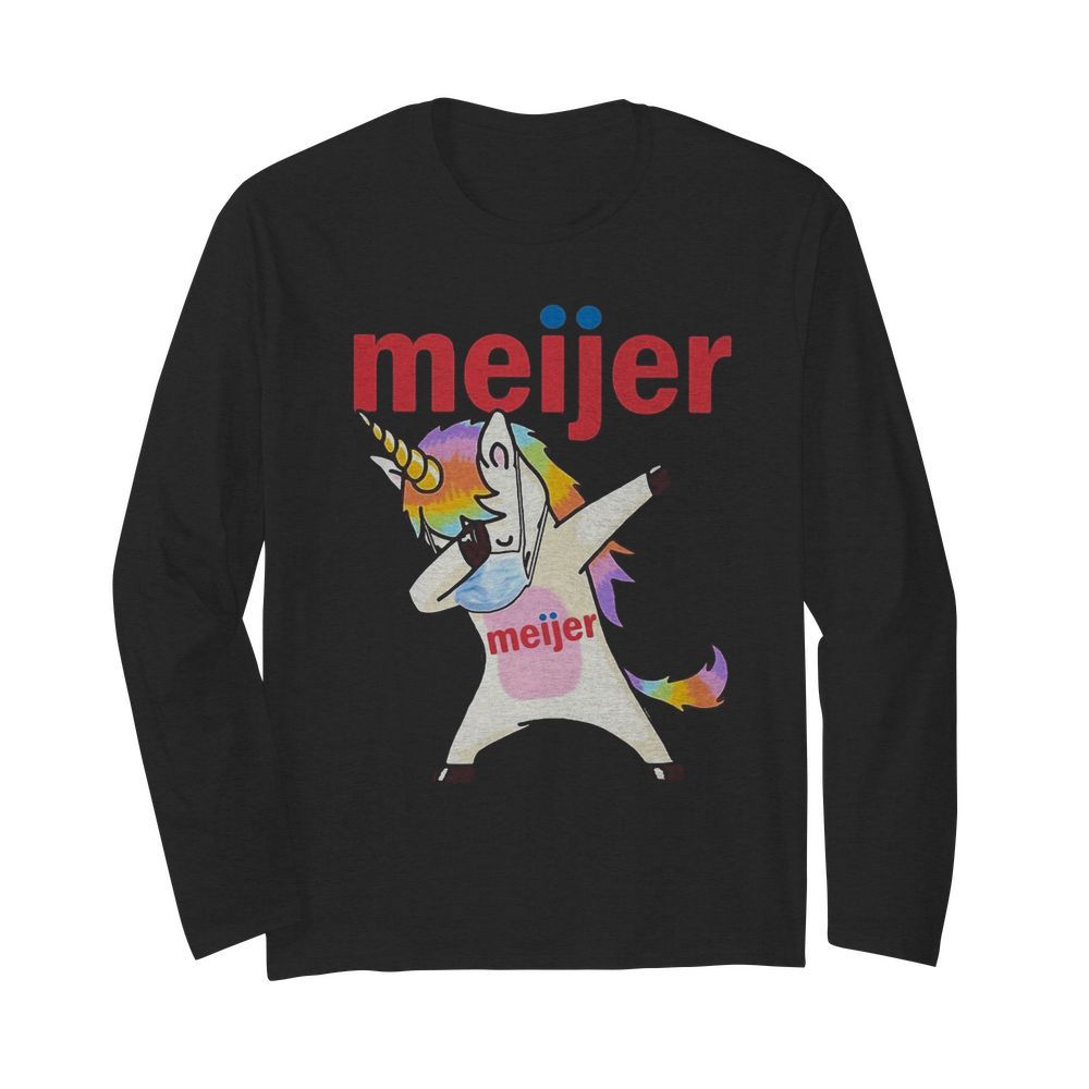 Unicorn mask dabbing meijer logo  Long Sleeved T-shirt 