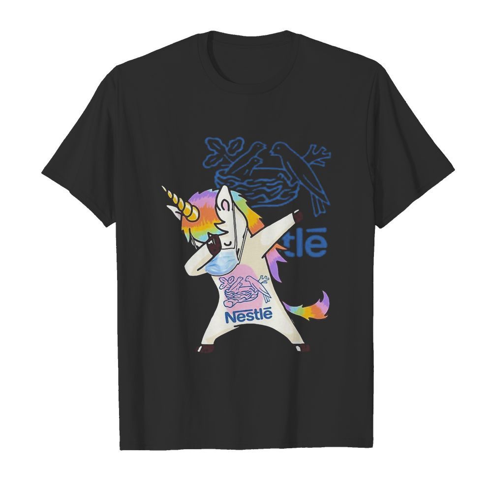 Unicorn mask dabbing nestle logo shirt