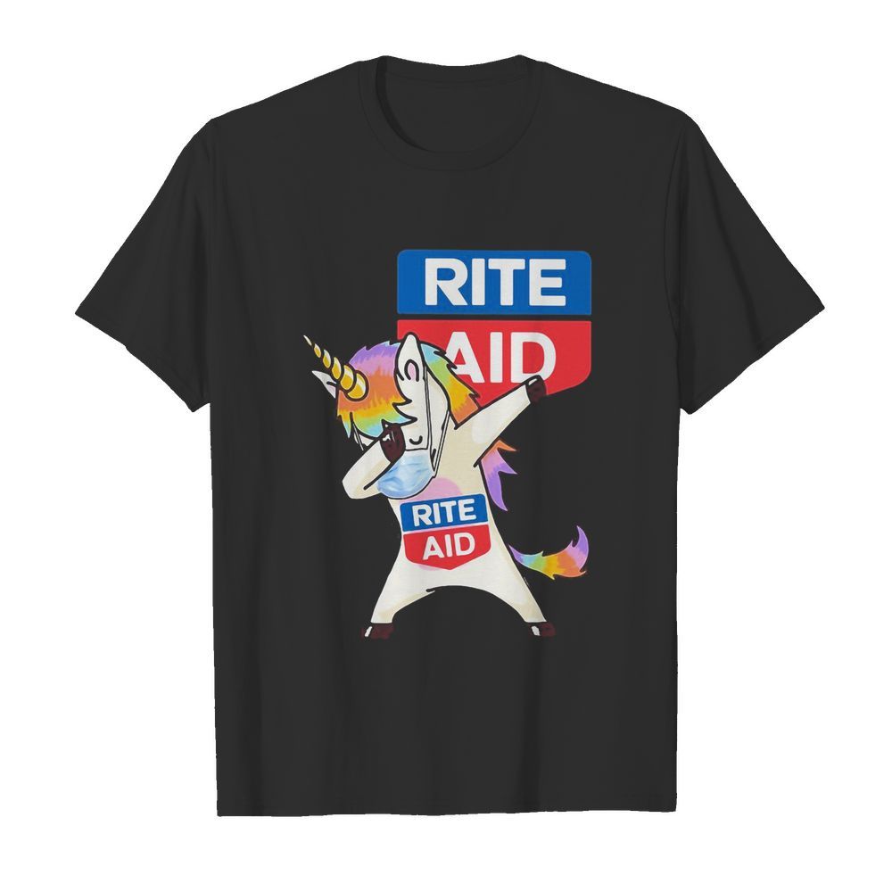 Unicorn mask dabbing rite aid logo shirt