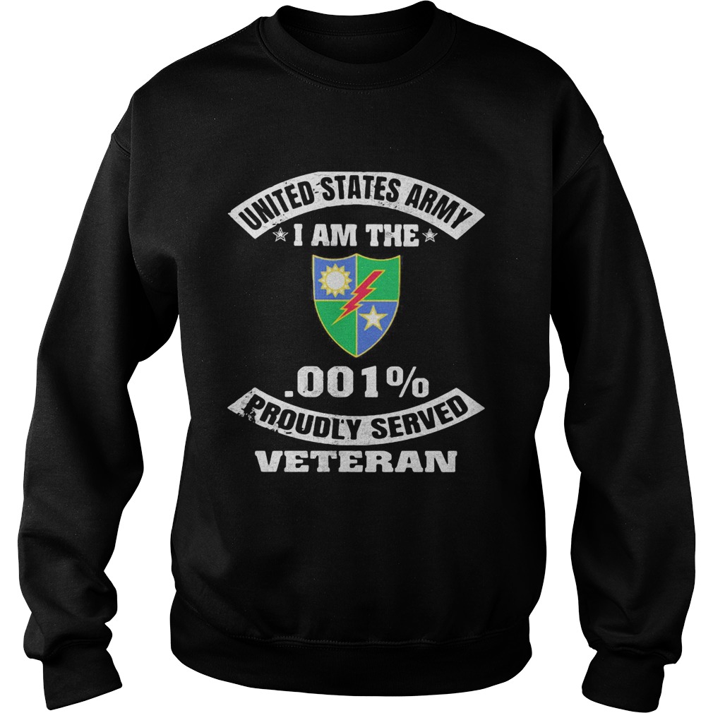 United states army I am the 75th ranger regiment crest 001 percent proudly served veteran  Sweatshirt