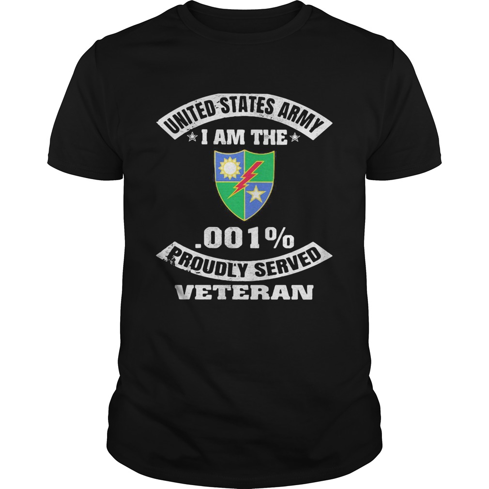 United states army I am the 75th ranger regiment crest 001 percent proudly served veteran shirt