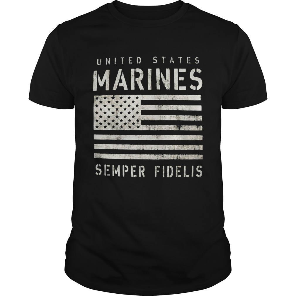 United states marines semper fidelis american flag shirt