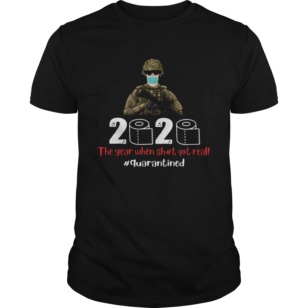 Veteran mask 2020 the year when shit got real quarantined toilet paper covid19 shirt