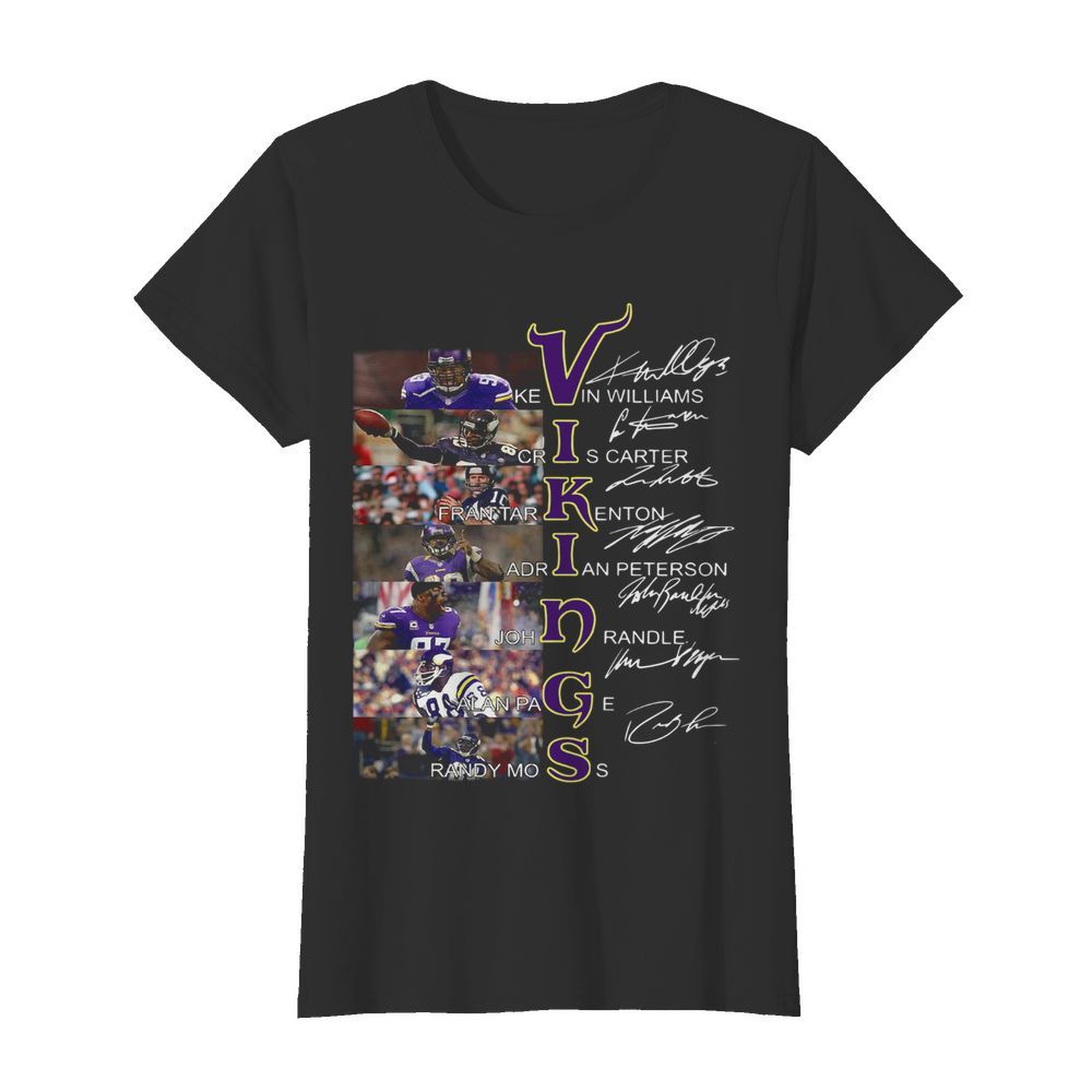 Viking Kevin Williams Cris Carter Fran Tarkenton Signatures  Classic Women's T-shirt