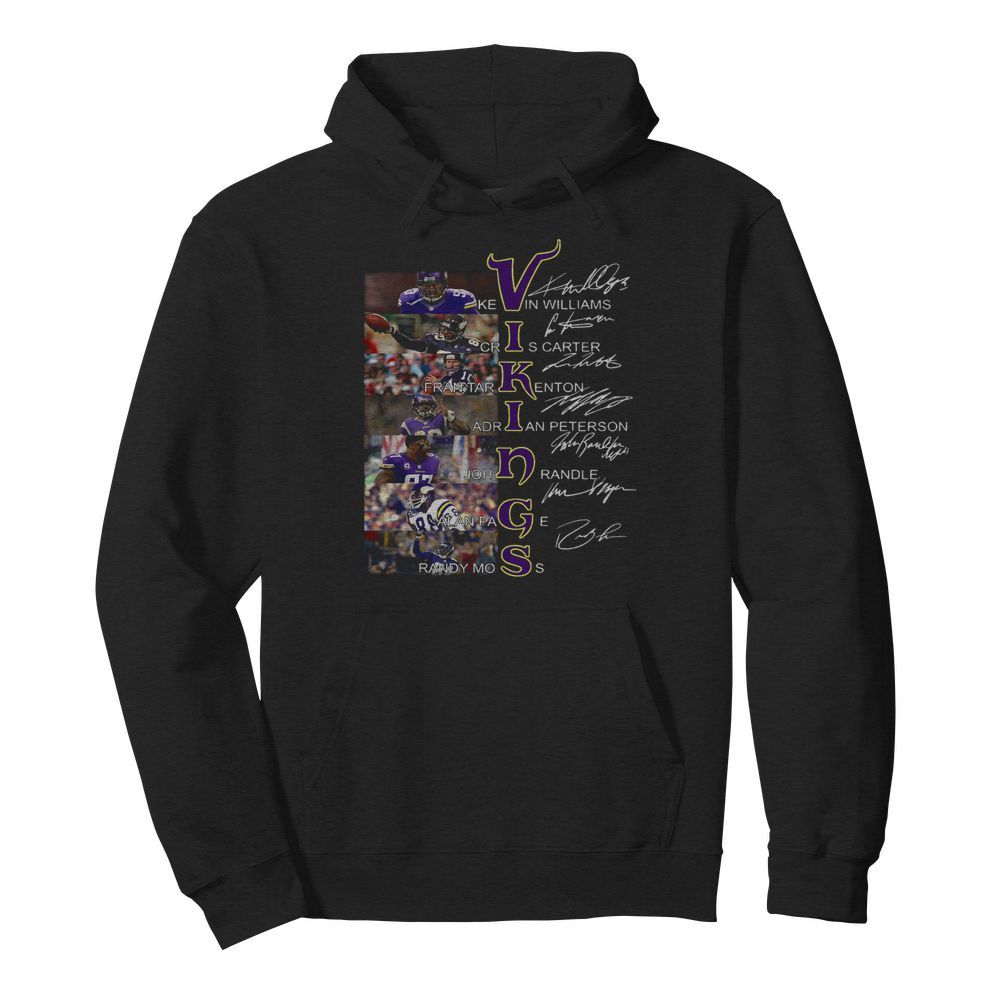 Viking Kevin Williams Cris Carter Fran Tarkenton Signatures  Unisex Hoodie