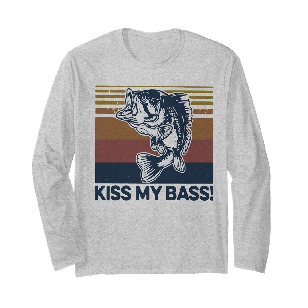 Vintage Fish Kiss My Bass  Long Sleeved T-shirt 