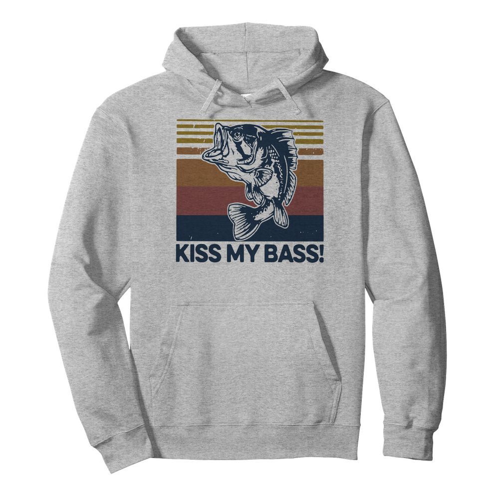 Vintage Fish Kiss My Bass  Unisex Hoodie