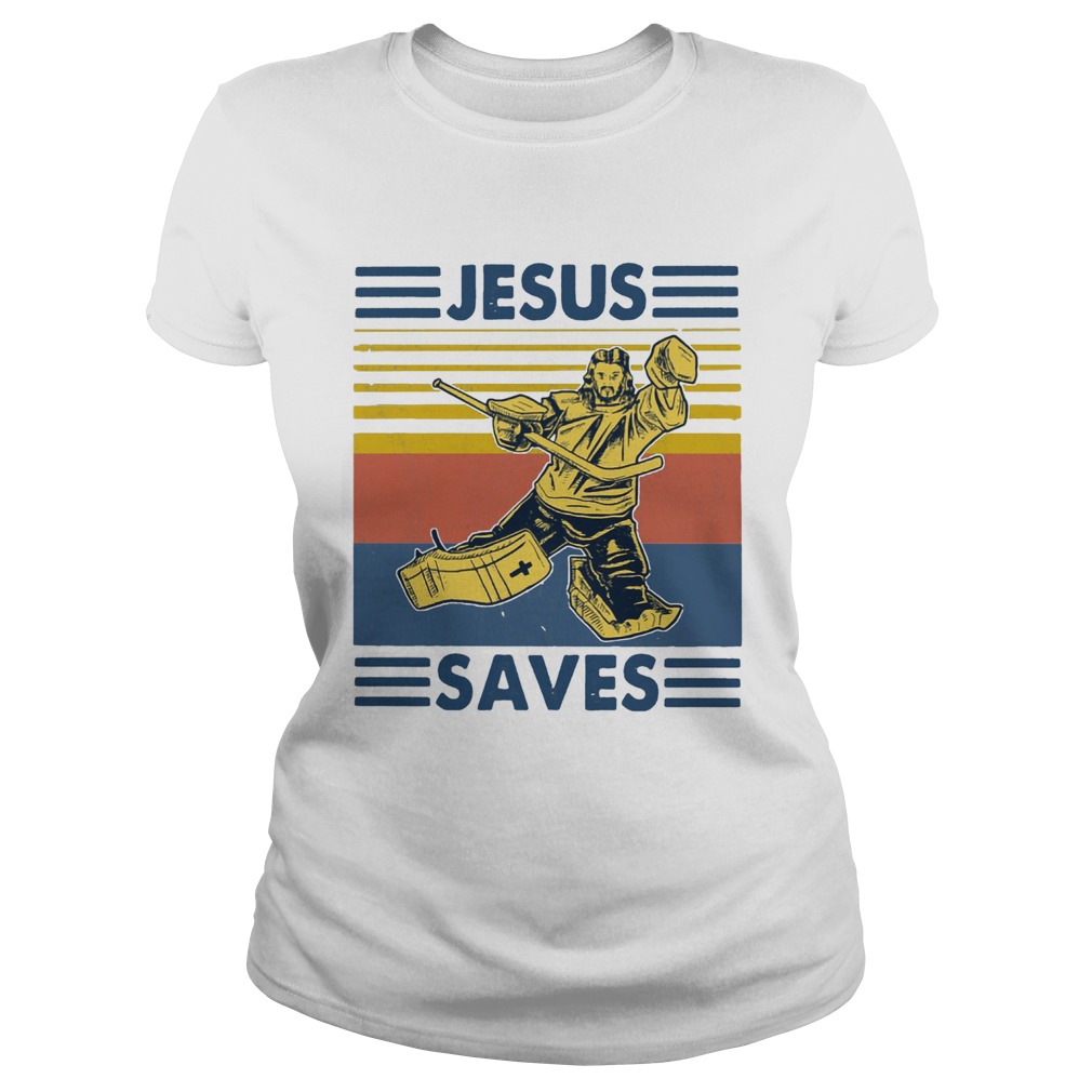 Vintage Hockey Jesus Save  Classic Ladies