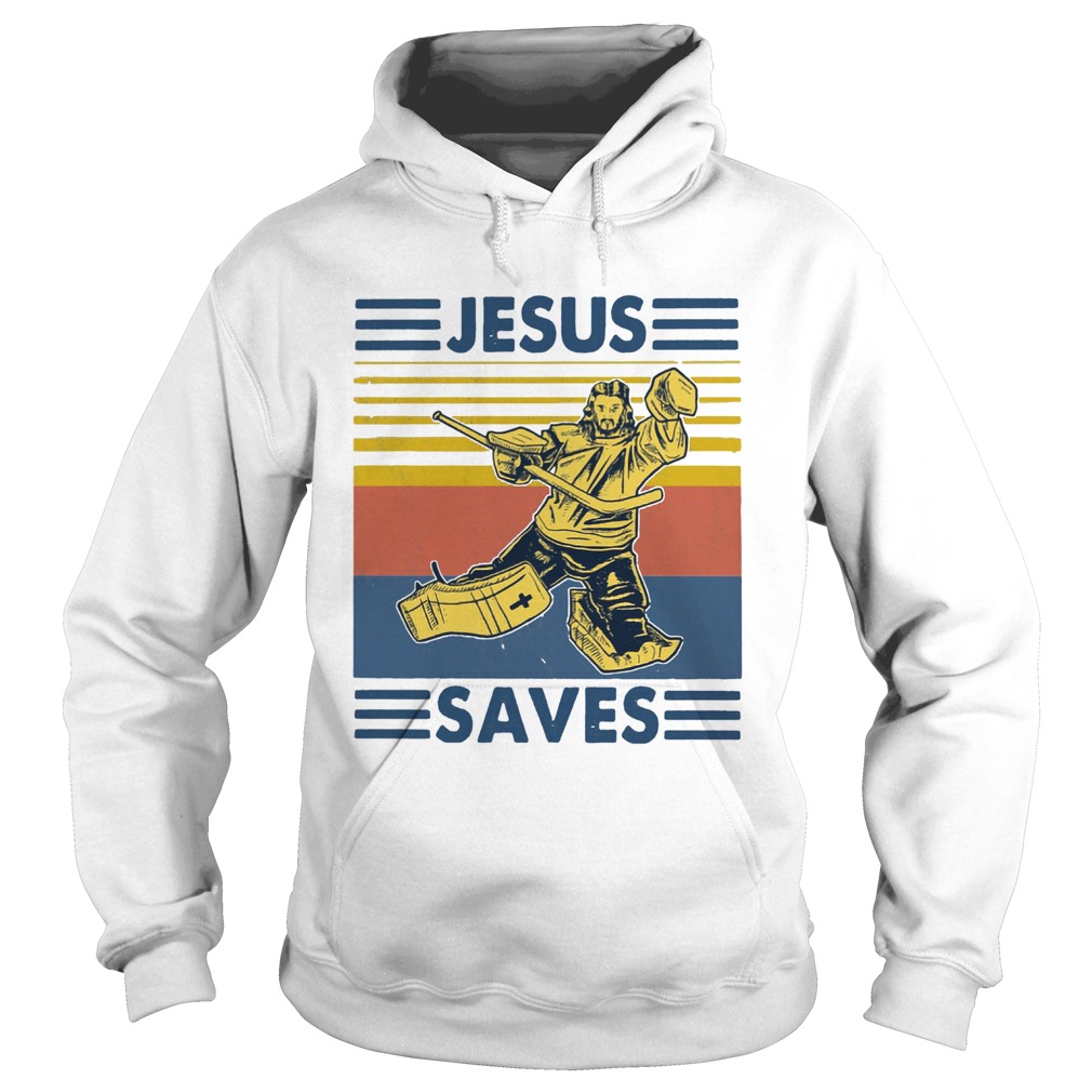 Vintage Hockey Jesus Save  Hoodie