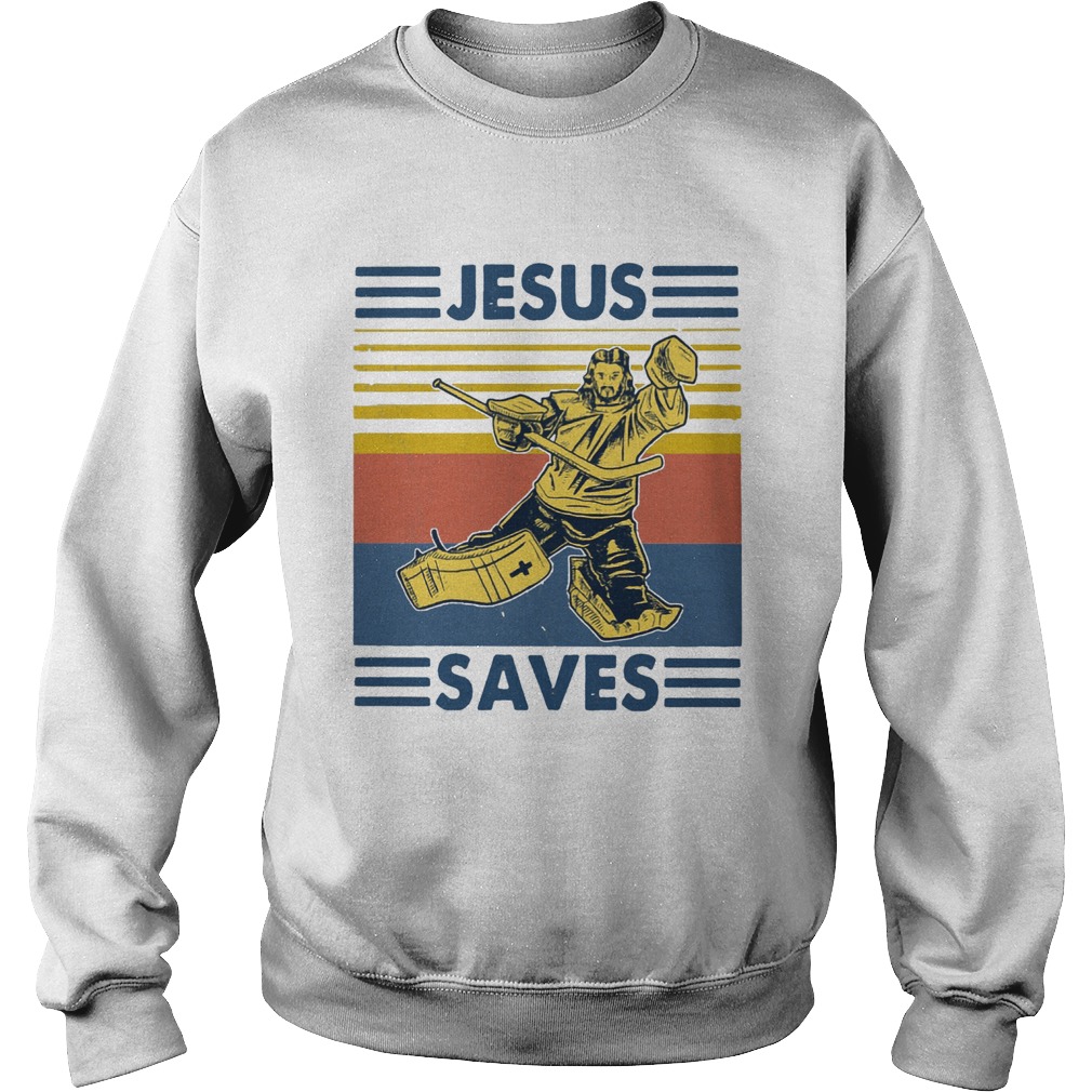 Vintage Hockey Jesus Save  Sweatshirt