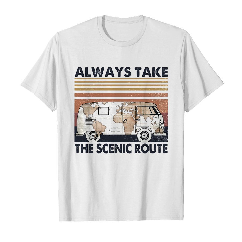 Volkswagen van map always take the scenic route vintage shirt