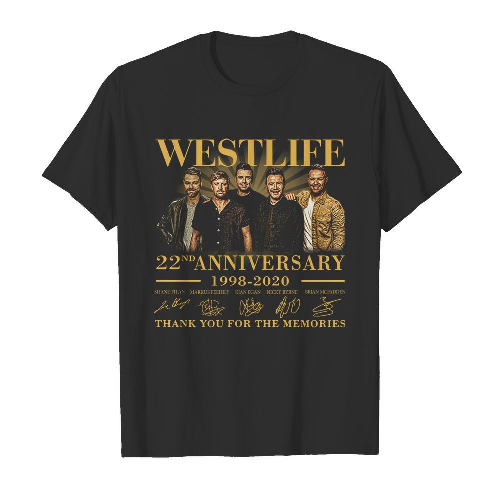 Westlife 22nd Anniversary 1998-2020 Thank You For The Memories Signature shirt