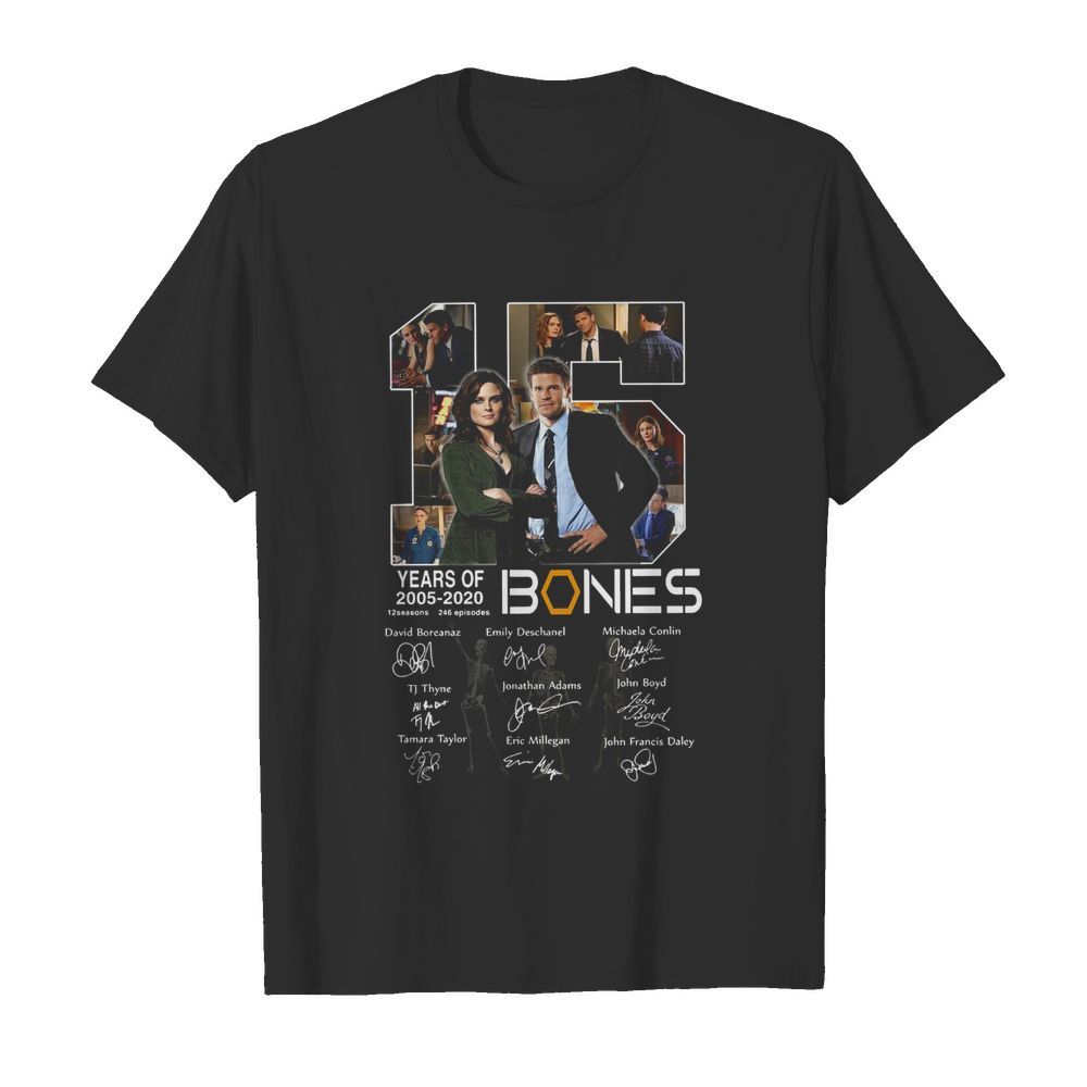 15 Years Of 2005 2020 Bones Thank You For The Memories Signatures shirt