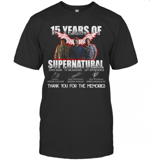 15 Years Of Supernatural Thank You For The Memories Signatures T-Shirt