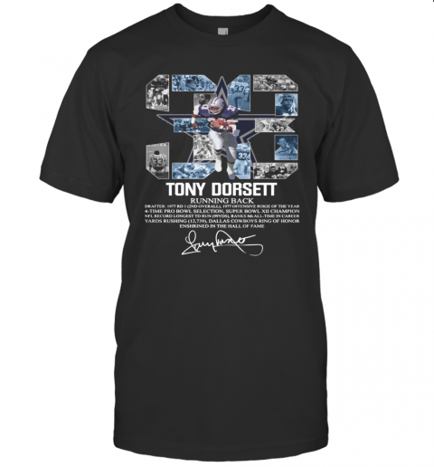 33 Tony Dorsett Running Back Signature T-Shirt