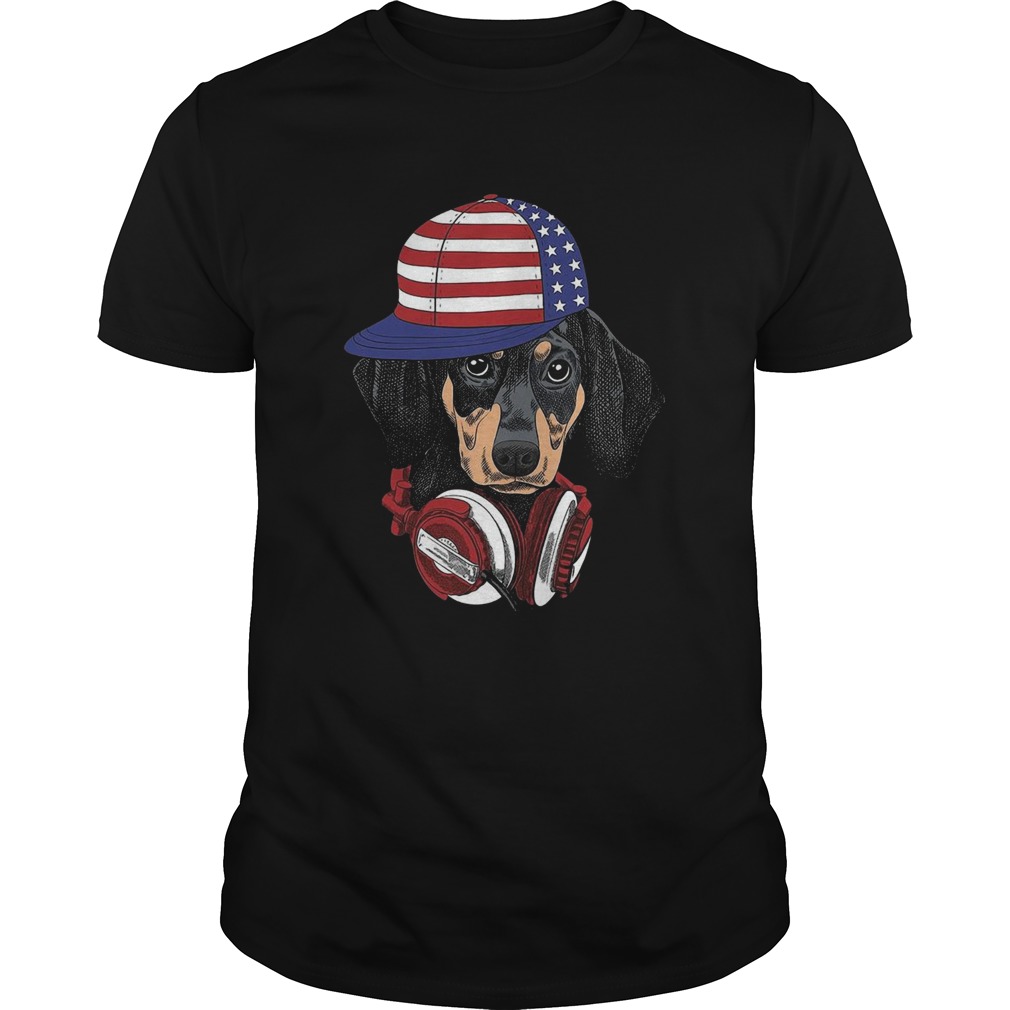 4 Of July Dachshund Listening Music  Unisex