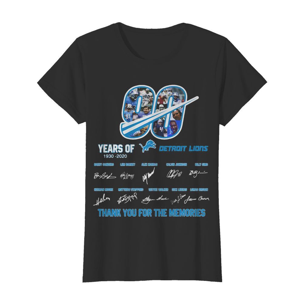 90 years of 1930 2020 detroit lions thank you for the memories signatures  Classic Women's T-shirt