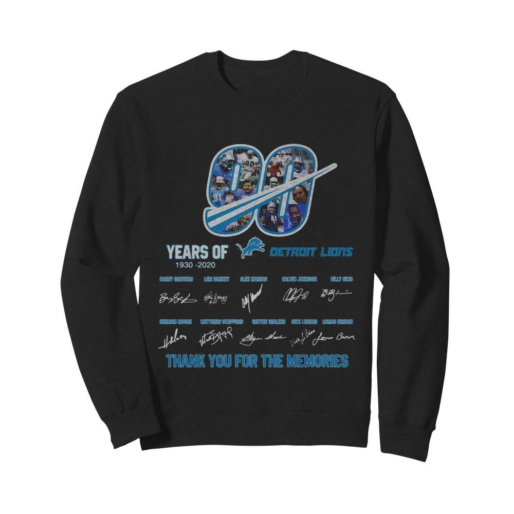 90 years of 1930 2020 detroit lions thank you for the memories signatures  Unisex Sweatshirt