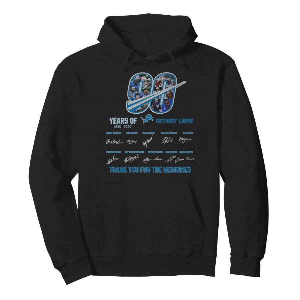 90 years of 1930 2020 detroit lions thank you for the memories signatures  Unisex Hoodie