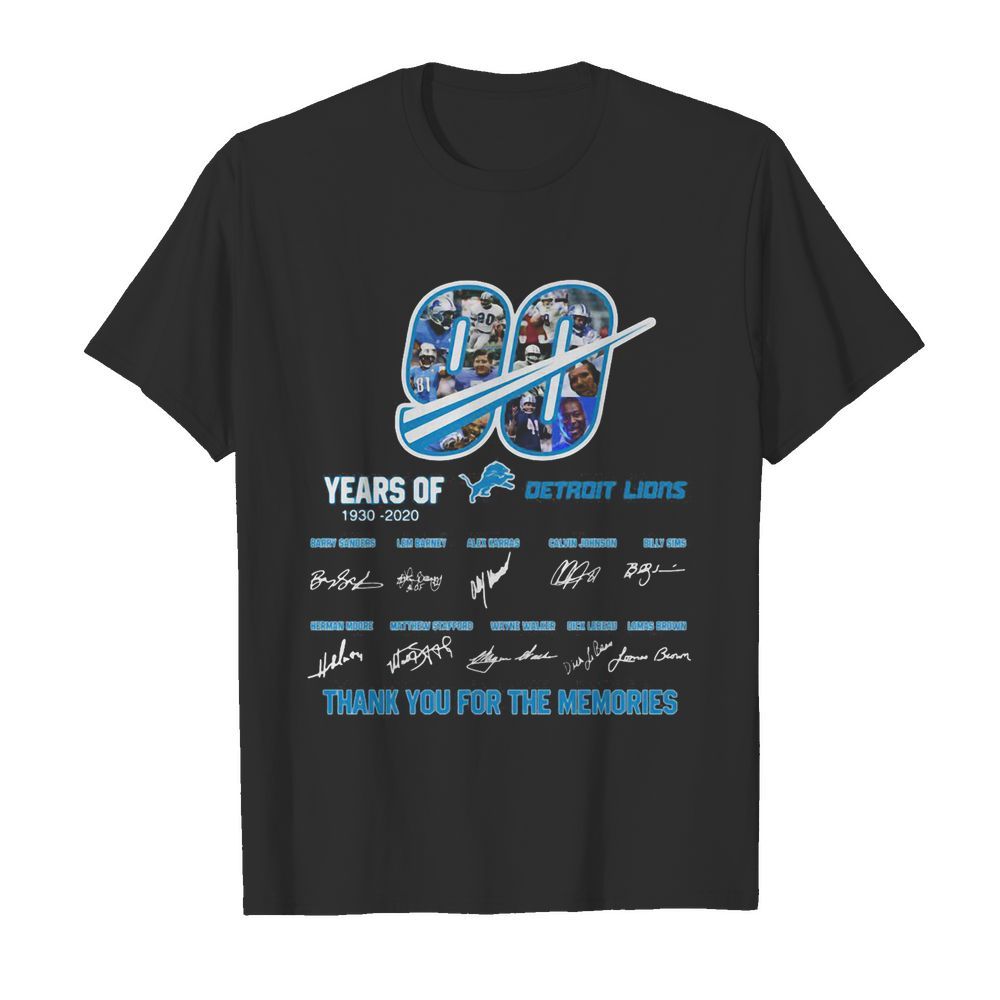 90 years of 1930 2020 detroit lions thank you for the memories signatures  Classic Men's T-shirt