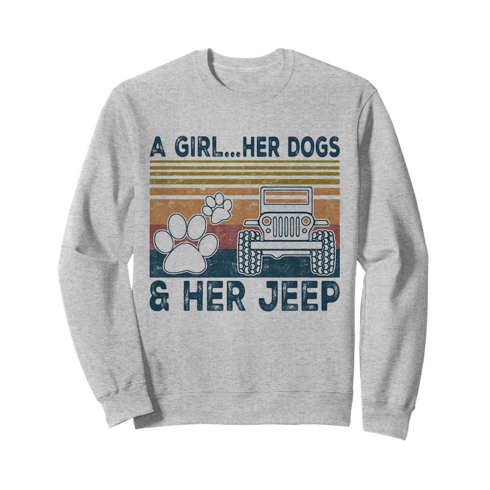 A girl her dogs her jeep vintage retro  Unisex Sweatshirt