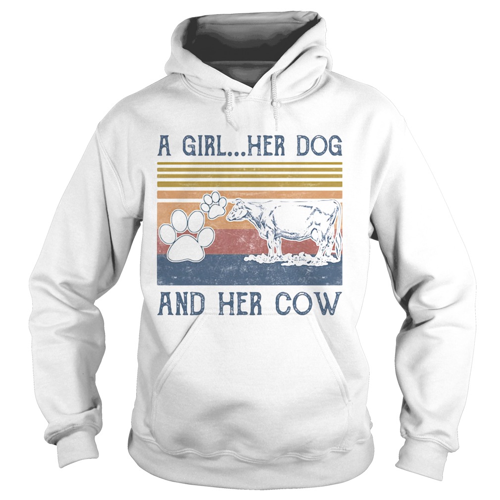 A girl her paw dog and her cow vintage retro  Hoodie