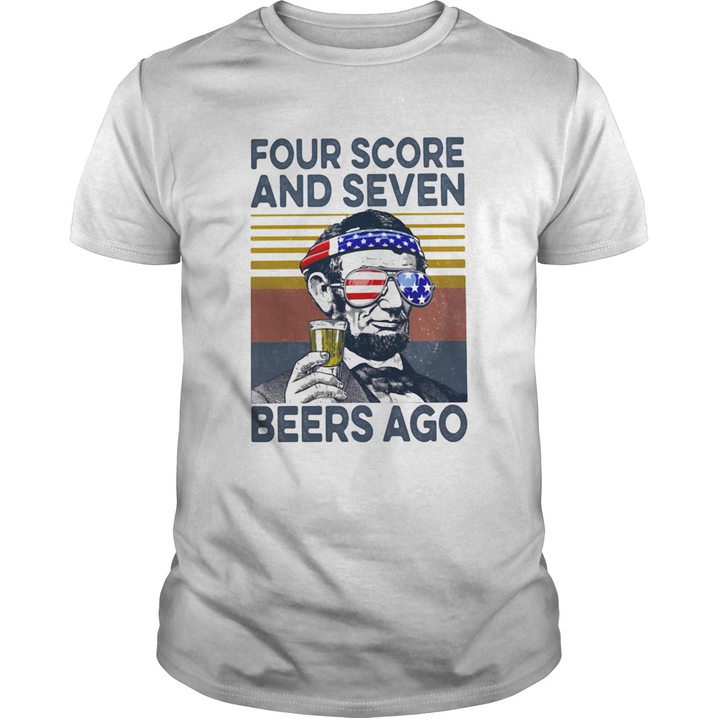 Abraham lincoln drinking four score and seven beers ago american flag independence day vintage retr