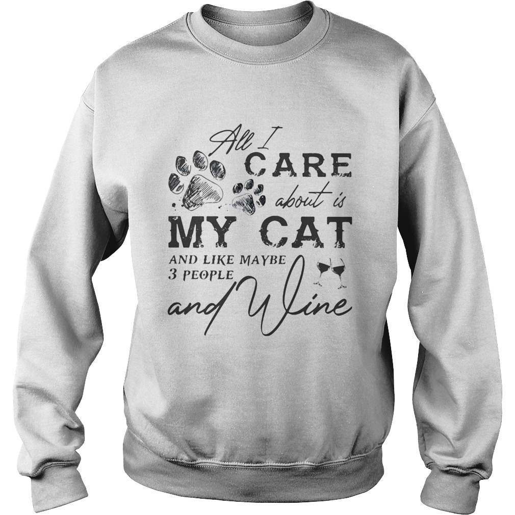 All I care about is my cat and like maybe 3 people and wine  Sweatshirt