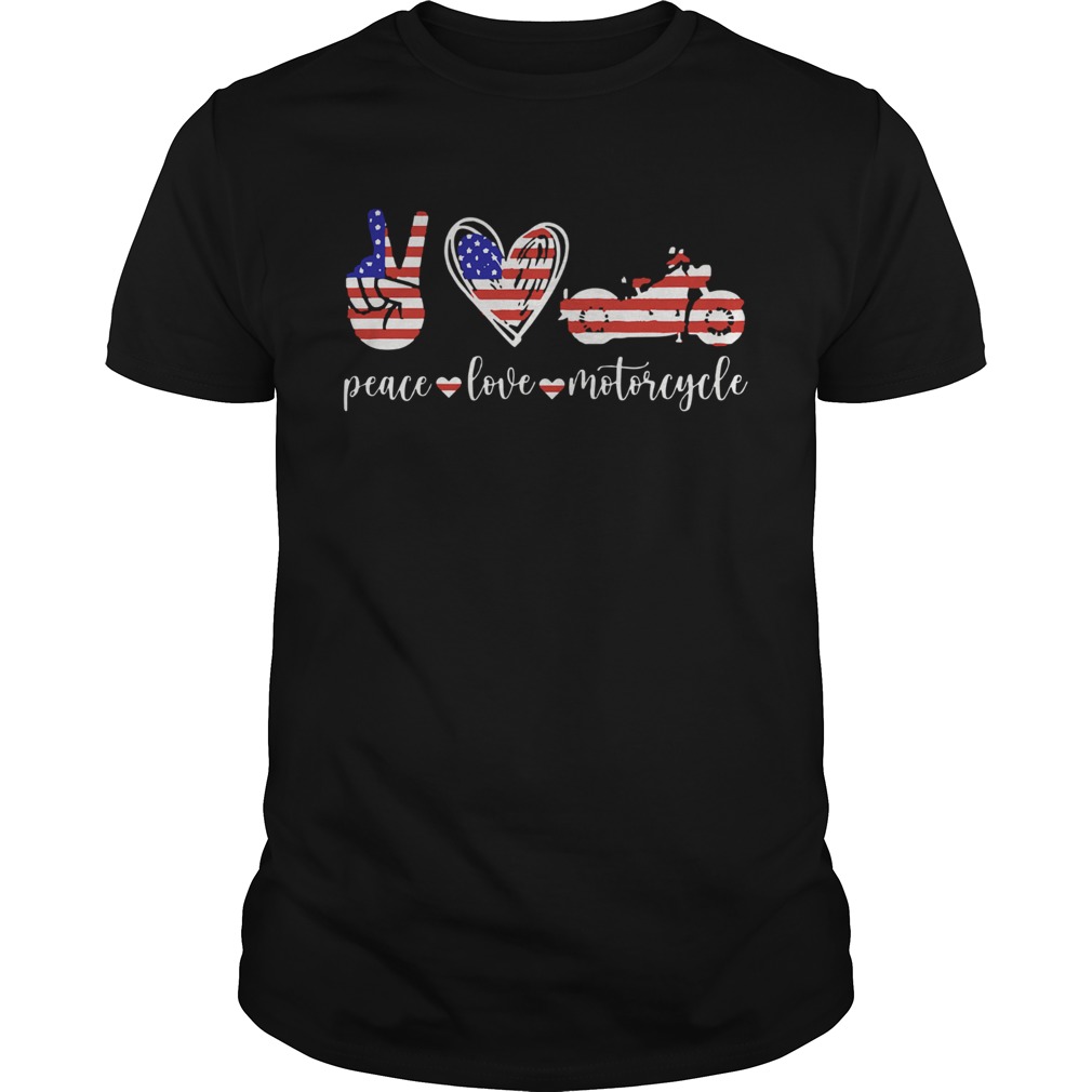 American Flag Peace Love Motorcycle shirt