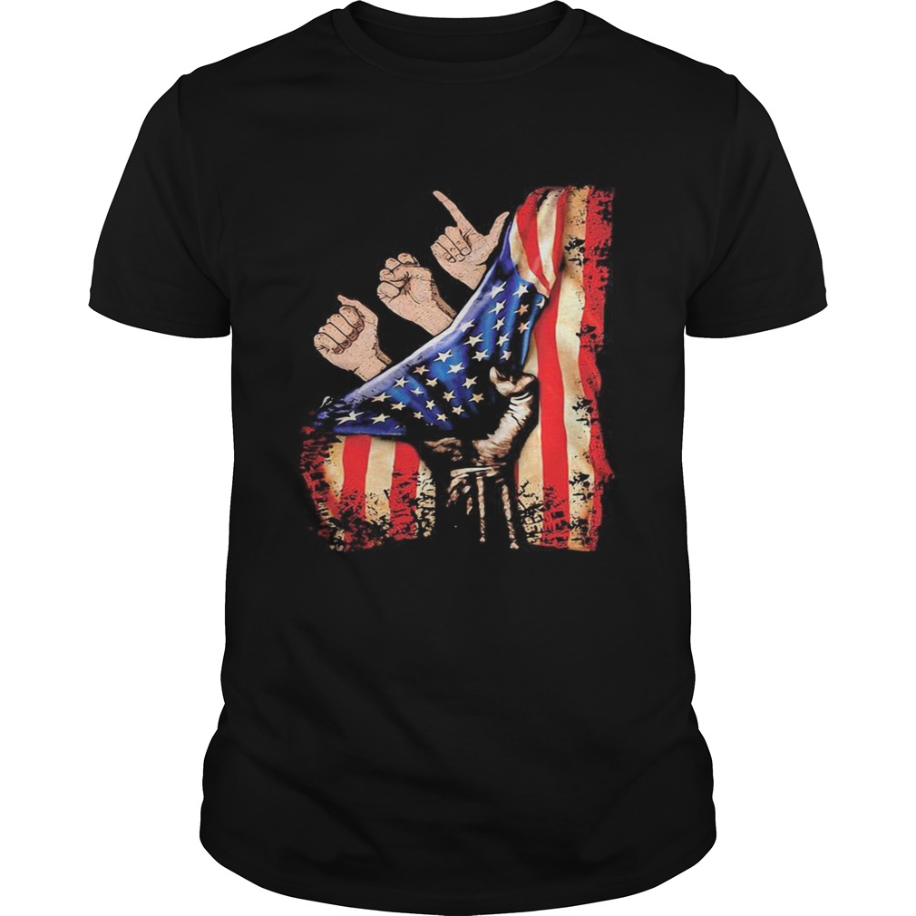 American Sign Language hand American flag veteran Independence day shirt