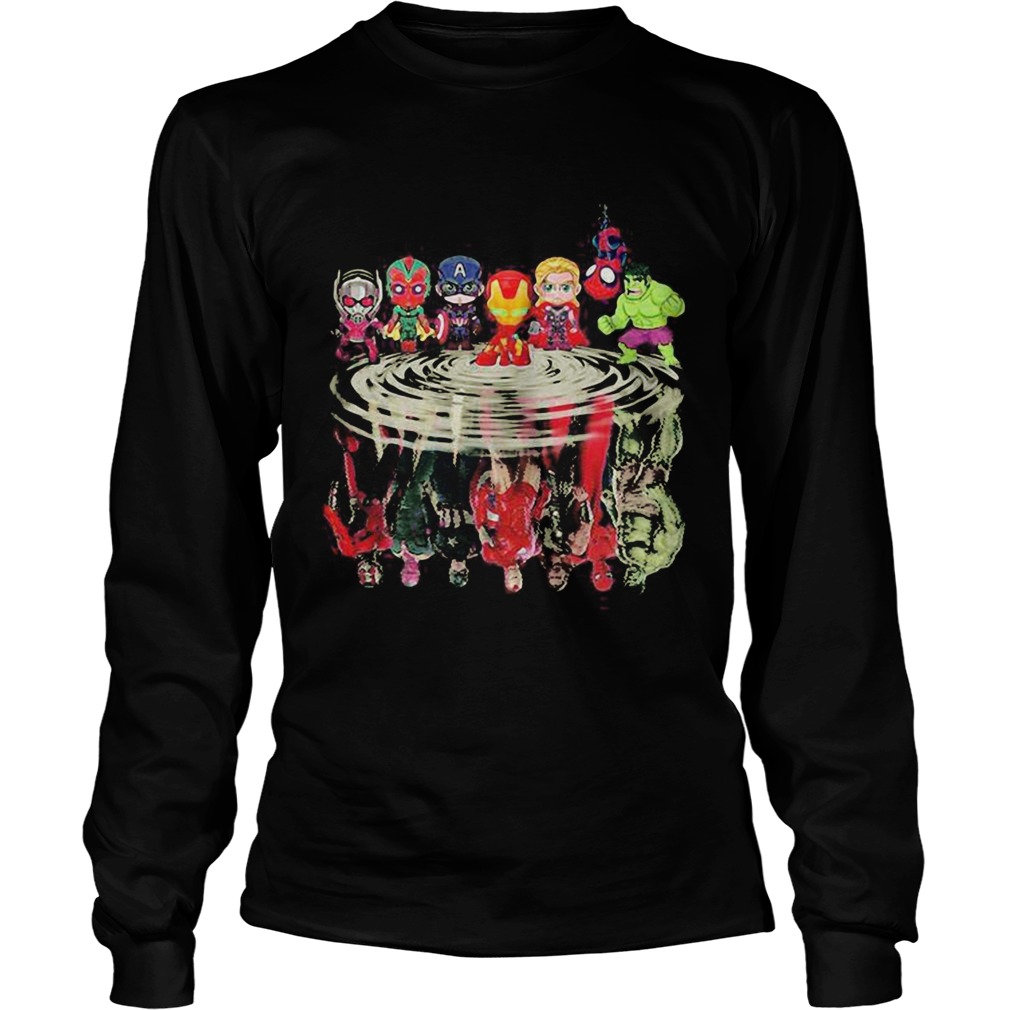 Avengers marvel superheroes chibi characters water reflection  Long Sleeve