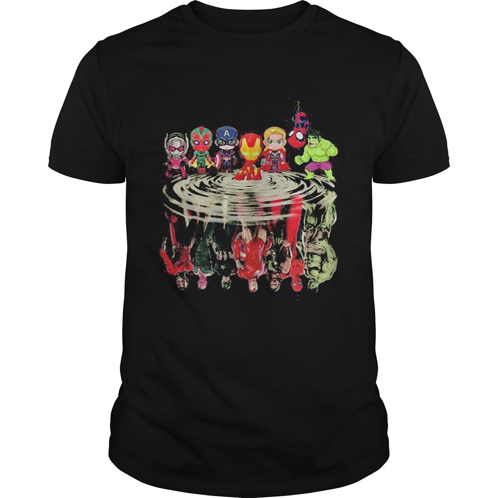 Avengers marvel superheroes chibi characters water reflection  Unisex