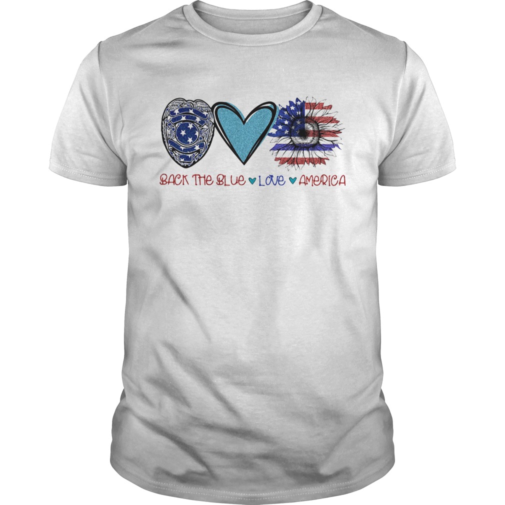 Back the blue Police love heart sunflower American flag veteran Independence Day shirt