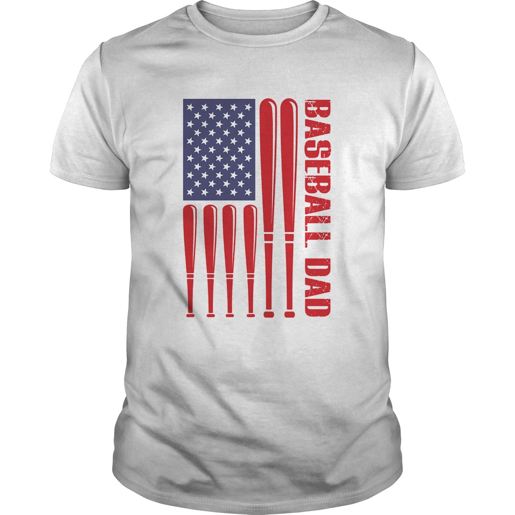 Baseball dad happy fathers day american flag independence day shirt