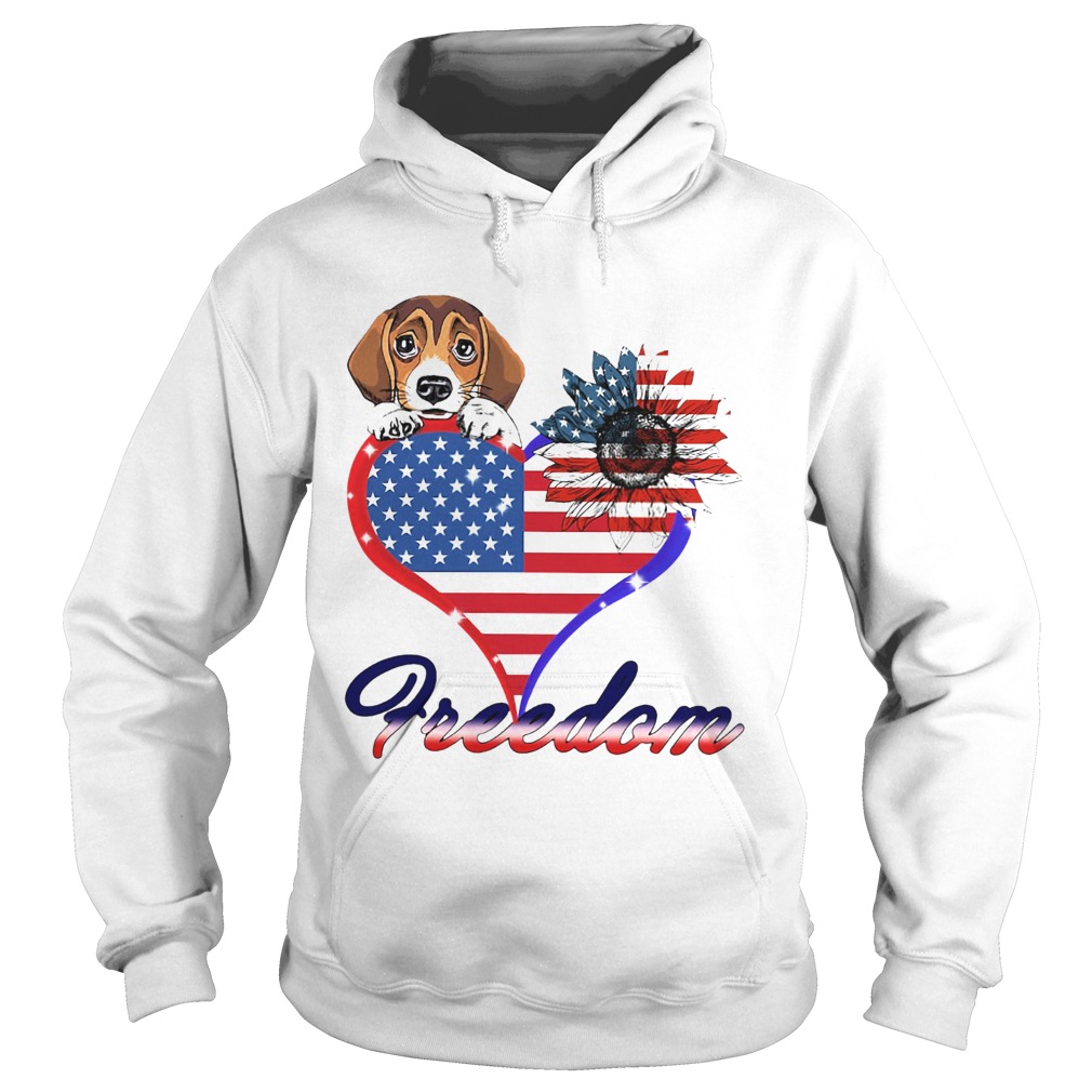 Beagle Dog Sunflower Heart American Flag Freedom  Hoodie