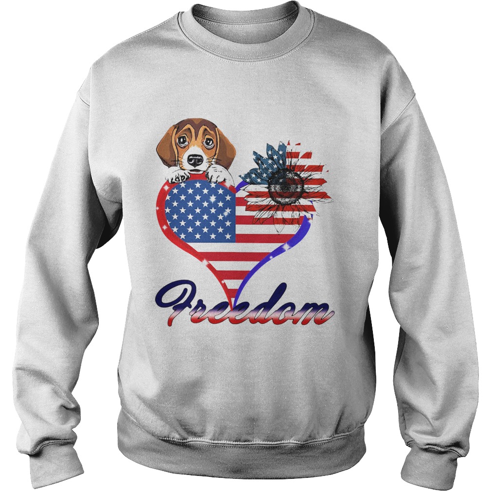 Beagle Dog Sunflower Heart American Flag Freedom  Sweatshirt