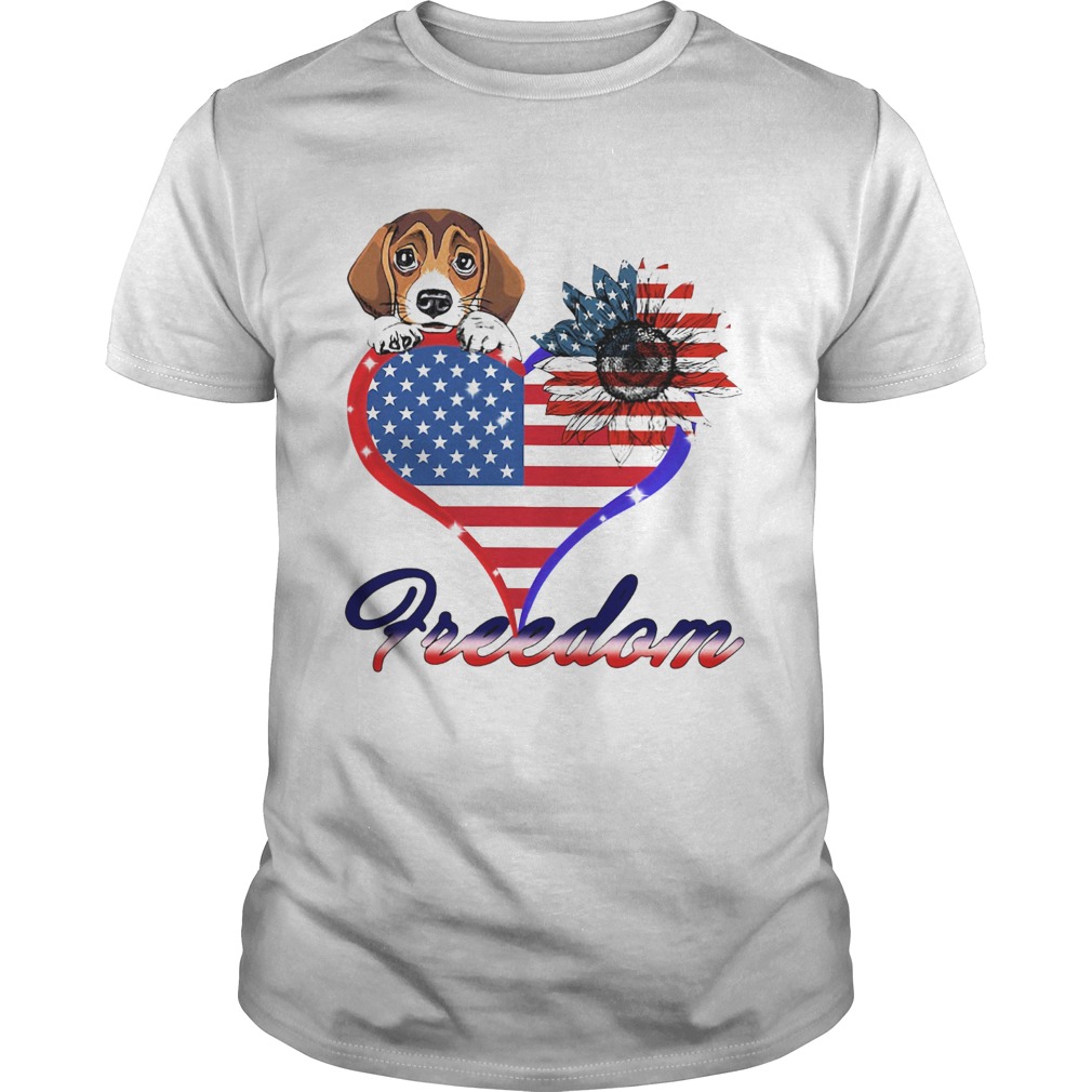 Beagle Dog Sunflower Heart American Flag Freedom  Unisex