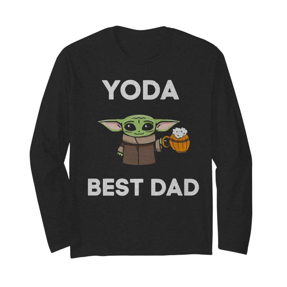 Beer Baby Yoda Best Dad  Long Sleeved T-shirt 