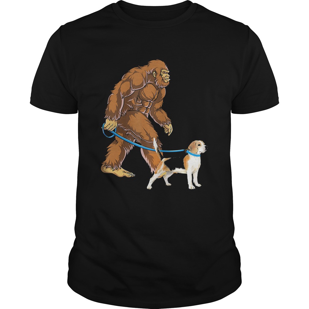 Bigfoot Sasquatch Walking Beagle shirt