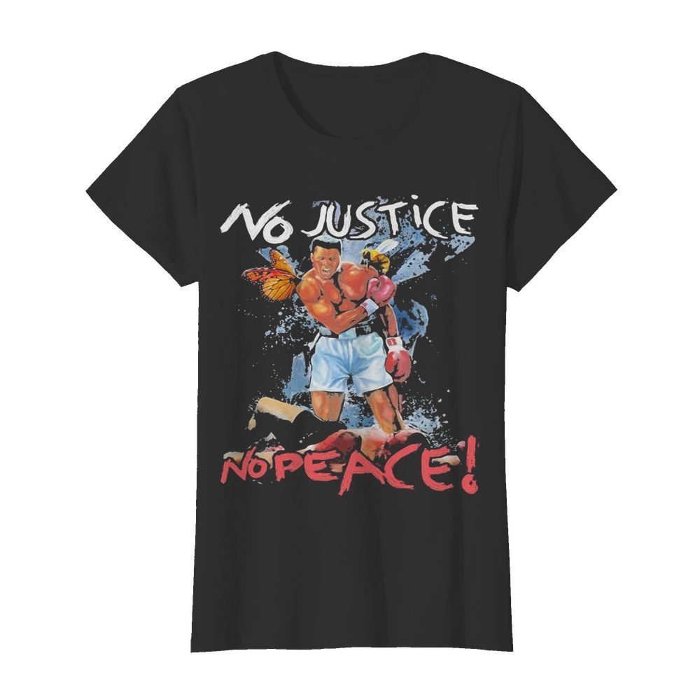 Black leather boxing no justice no peace butterfly bee  Classic Women's T-shirt