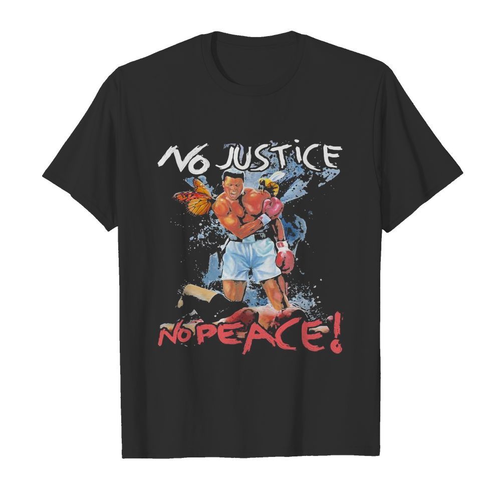 Black leather boxing no justice no peace butterfly bee shirt