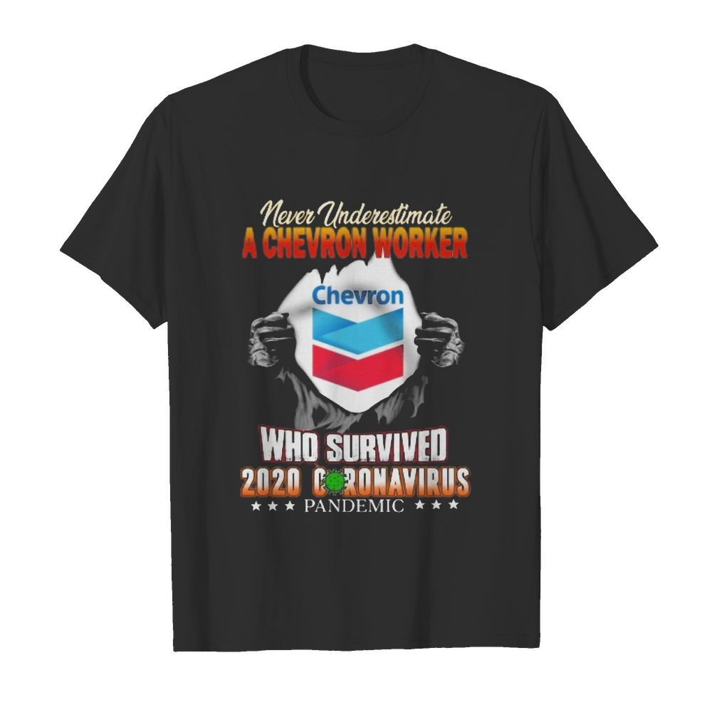 Blood insides never underestimate a chevron worker who survived 2020 coronavirus pandemic shirt