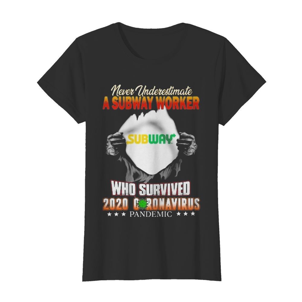 Blood insides never underestimate a subway worker who survived 2020 coronavirus pandemic  Classic Women's T-shirt