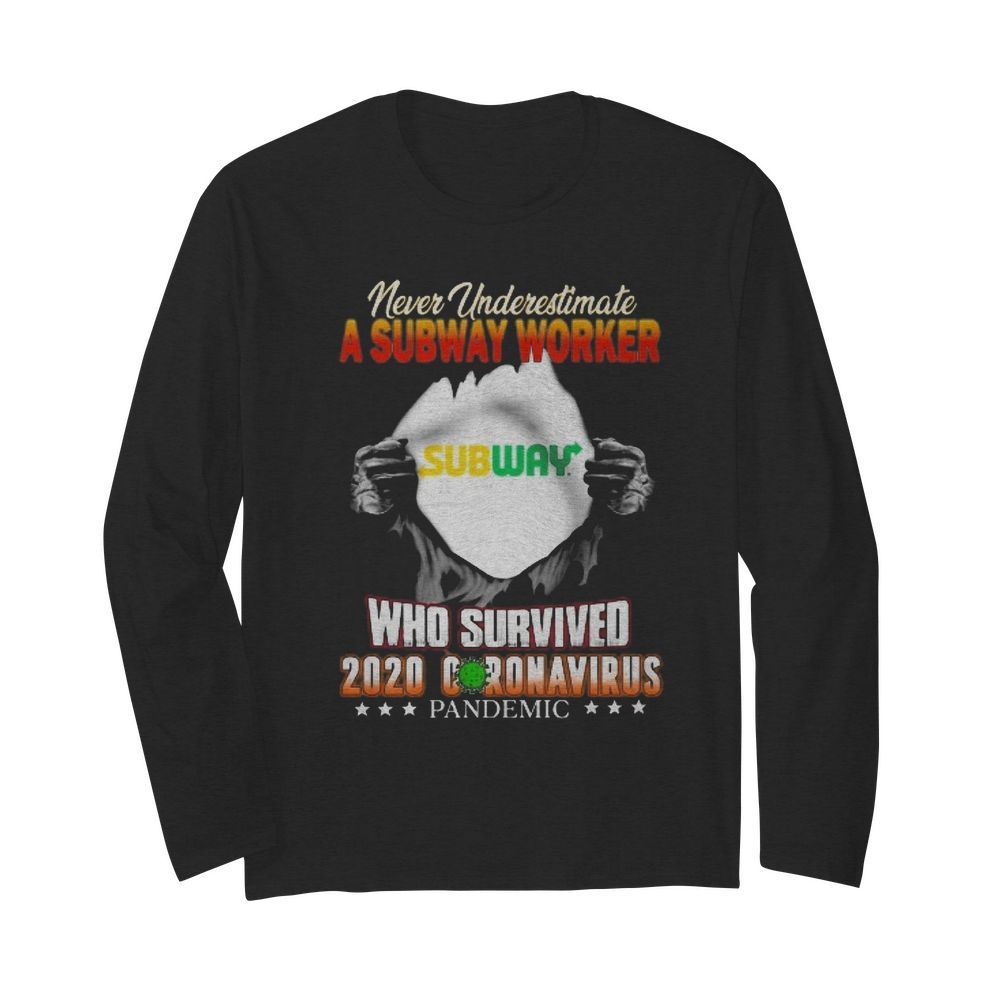 Blood insides never underestimate a subway worker who survived 2020 coronavirus pandemic  Long Sleeved T-shirt 