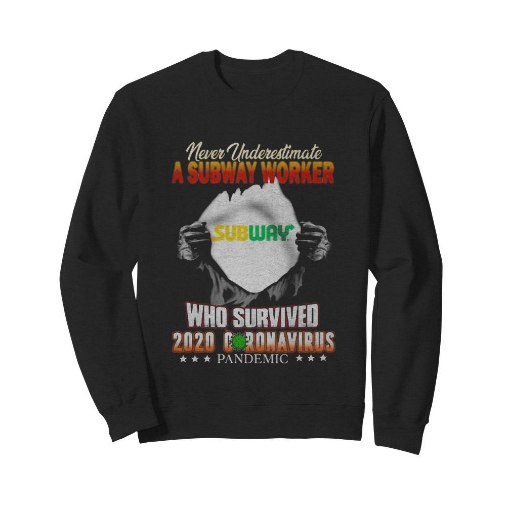 Blood insides never underestimate a subway worker who survived 2020 coronavirus pandemic  Unisex Sweatshirt