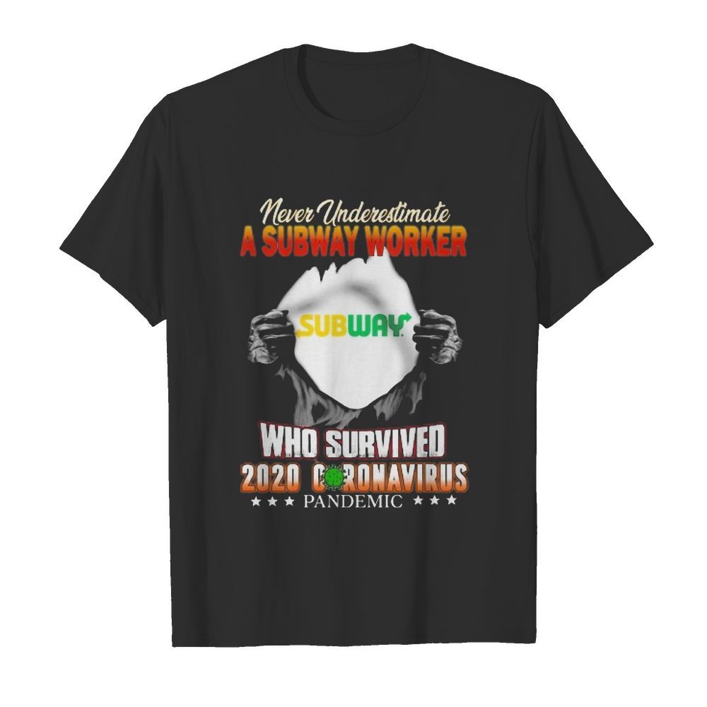 Blood insides never underestimate a subway worker who survived 2020 coronavirus pandemic  Classic Men's T-shirt