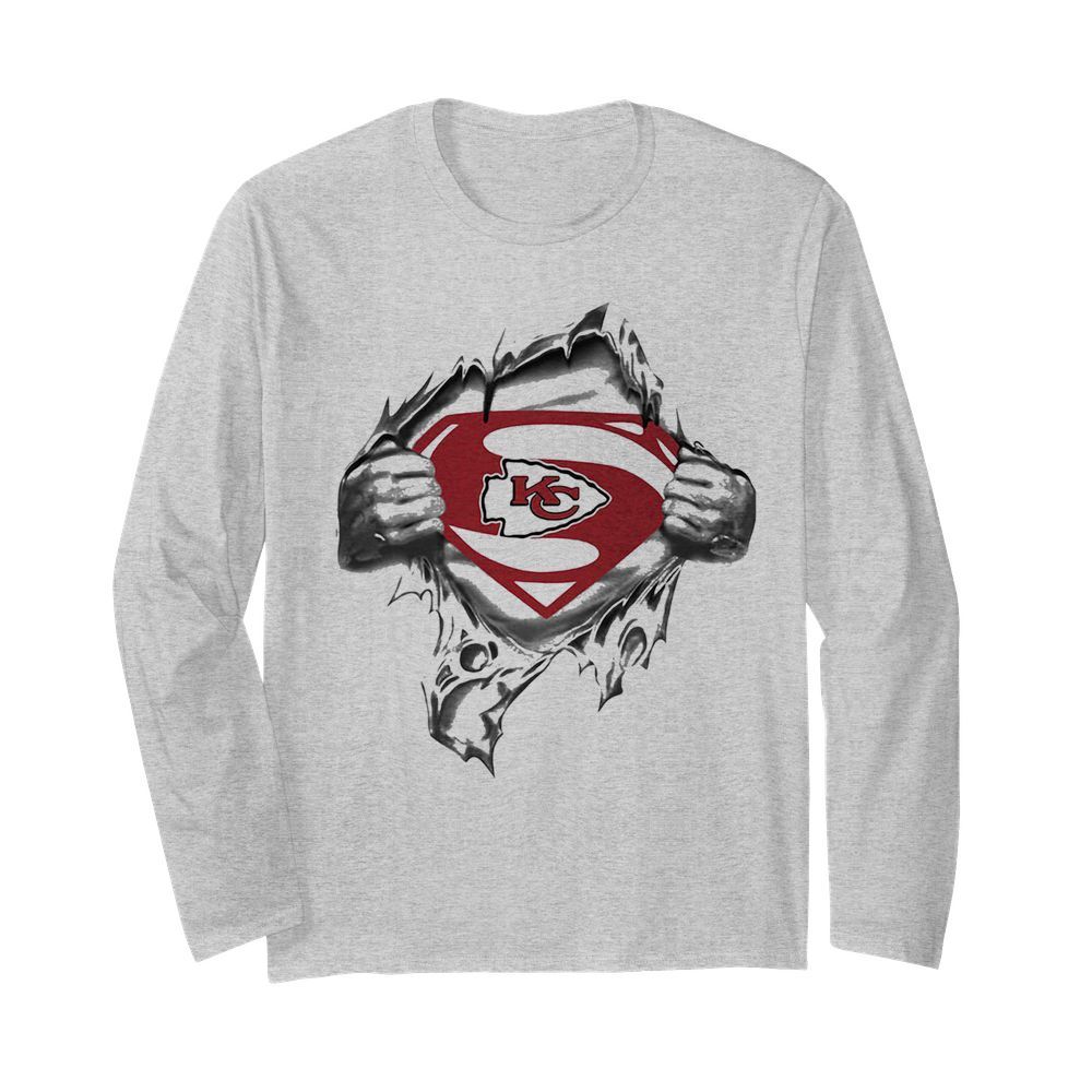 Blood insides superman kansas city chiefs  Long Sleeved T-shirt 