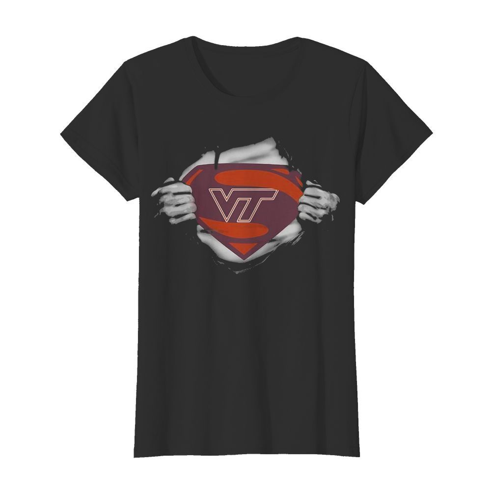 Blood insides superman virginia tech hokies football  Classic Women's T-shirt